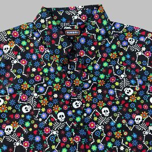 Run & Fly Shirt Mens XL Black Short Sleeve Boogie Bones Skeleton All Over Print